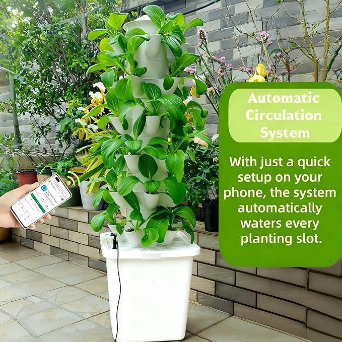 Hydroponic Growing System Kit - Hydroponic Tower Indoor Smart Vertical GardenHydroponic Vegetable System35 Pods Automatic Timer Gardening Gift