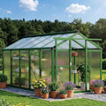 GAOMON 6 x 10 ft Greenhouse for Outdoor with Sliding Door Green House with Polycarbonate Panel &amp Ajustable Roof Vent &amp Ground Nails Walk-in Aluminum Greenhouses for Garden Patio