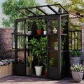 78inch Height Wood Large Greenhouse Cold Frame with 4 Independent Skylights and 2 Folding Middle Shelves Walk-in Outdoor Greenhouse for Backyard Mudroom (Black/78)