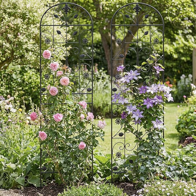 Trellis for Climbing Plants Outdoor （2 Pack 70.8x19.6-inch） Generic Metal Garden Trellis Rustproof Easy Assembly（Black）