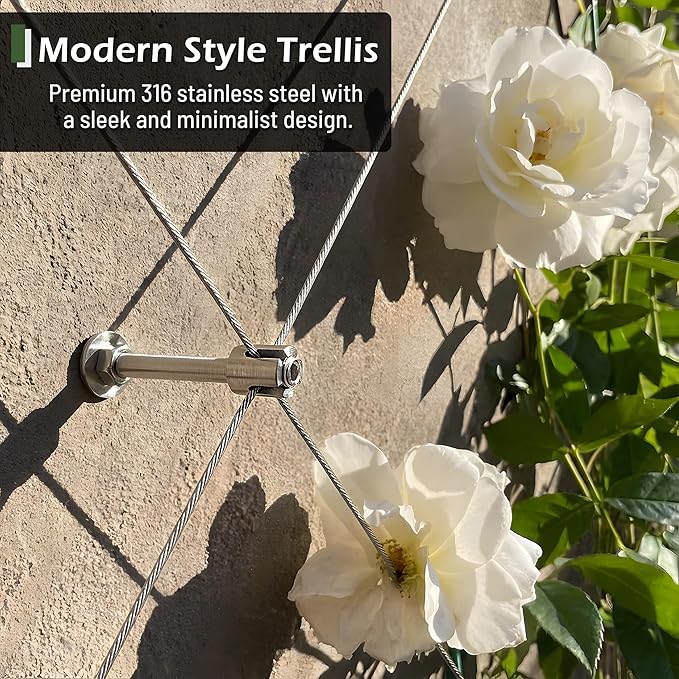 Wire Trellis for Climbing Plants Outdoor 30-Set Wall Trellis Kit for 5/64(2mm) Wire Ropes T316 Espalier System for Fence and Garden DIY Projects (Hubs Only Without Cable)