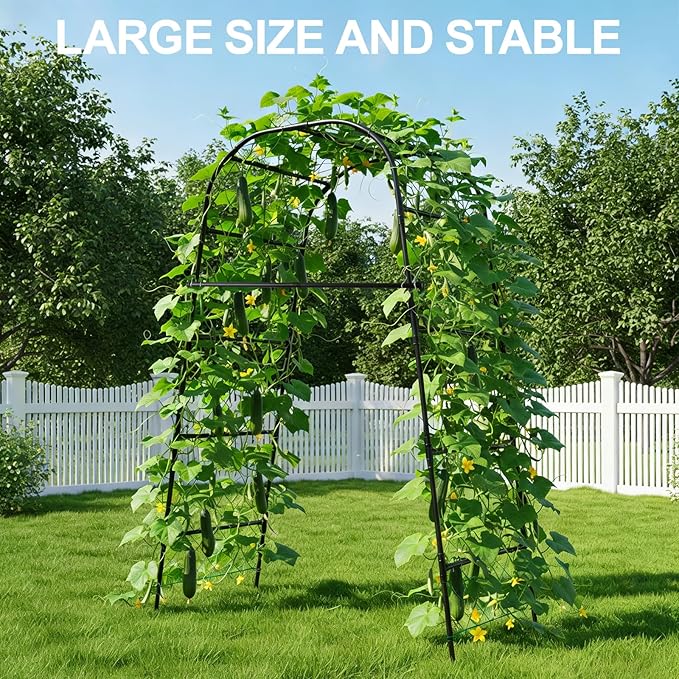 Extra Tall Garden Arch Trellis for Cucumber Heavy-Duty Rust-Resistant Powder-Coated Steel Vertical Support for Large Vining Vegetables (47”W x 79”H)