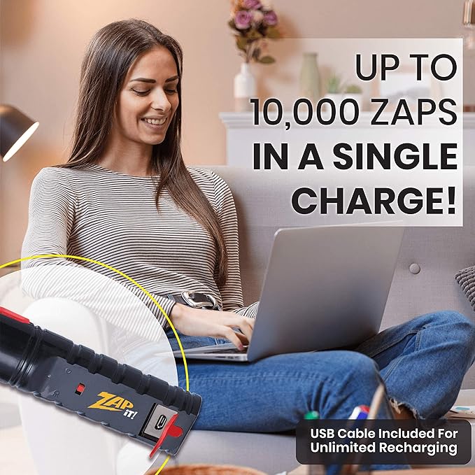 ZAP IT! Bug Zapper Rechargeable Bug Zapper Racket 4000 Volt USB Charging Cable 2 Pack