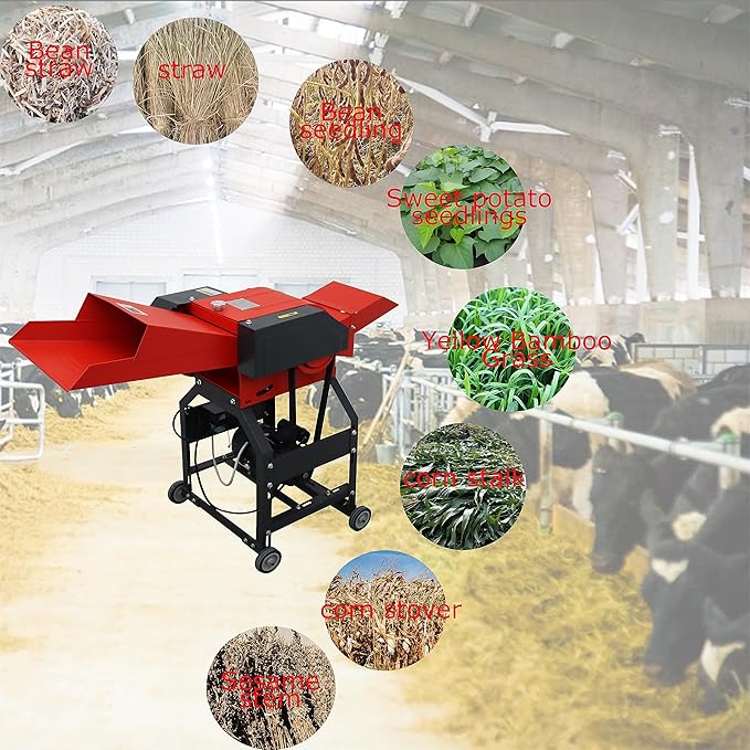 INTSUPERMAI Hay Cutter Pulverizer Grass Crusher 4-Blade Feed Crusher Grass Chaff Cutter Hay Cutter Machine Dry-Wet Straw Cutter 400-800KG/H 220V