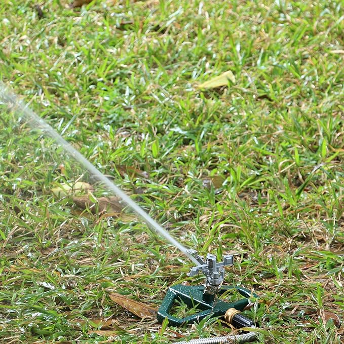 STYDDI Heavy Duty Impact Pulsating Sprinkler for Yard All Metal Adjustable Rotating Circular Impulse Lawn Sprinkler for Medium to Large Areas Lawn and Garden Coverage up to 5800 Sq. Ft