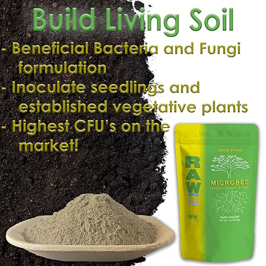 RAW Microbes Grow 8oz - Plant Growth Enhancer with Endomycorrhizae and Rhizosphere Bacteria
