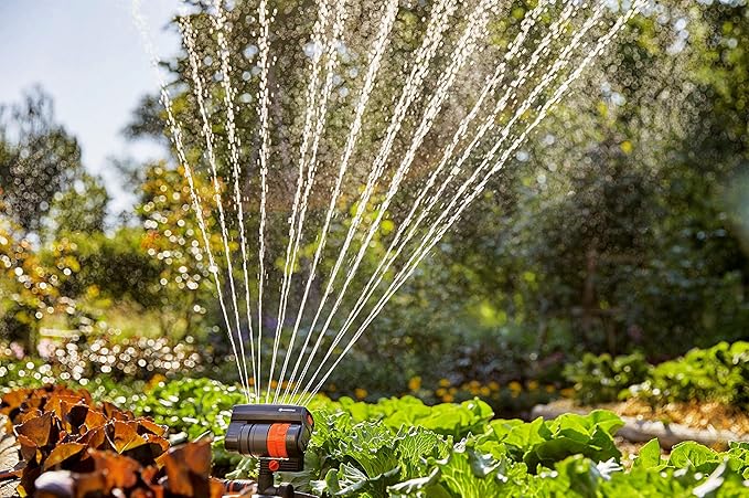 Gardena (69-84BZMX) ZoomMaxx Adjustable Sprinkler with Built in Timer Weighted Base for Precise Watering up to 2300 Sq Ft Compatible with Any Hose Brand Made in Germany 5 Year Warranty