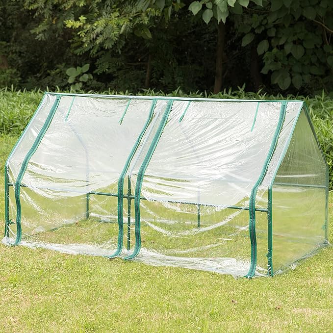Gardenised Green Outdoor Waterproof Portable Plant Greenhouse with 2 Clear Zippered Windows Medium