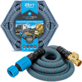 HydroTech 5/8 25 ft Expandable Garden Hose - Flexible Lightweight Durable and Burst-Proof Hose with Reinforced Latex Core and Solid Brass Fittings - Great for Lawn Care Garden and Car Washing