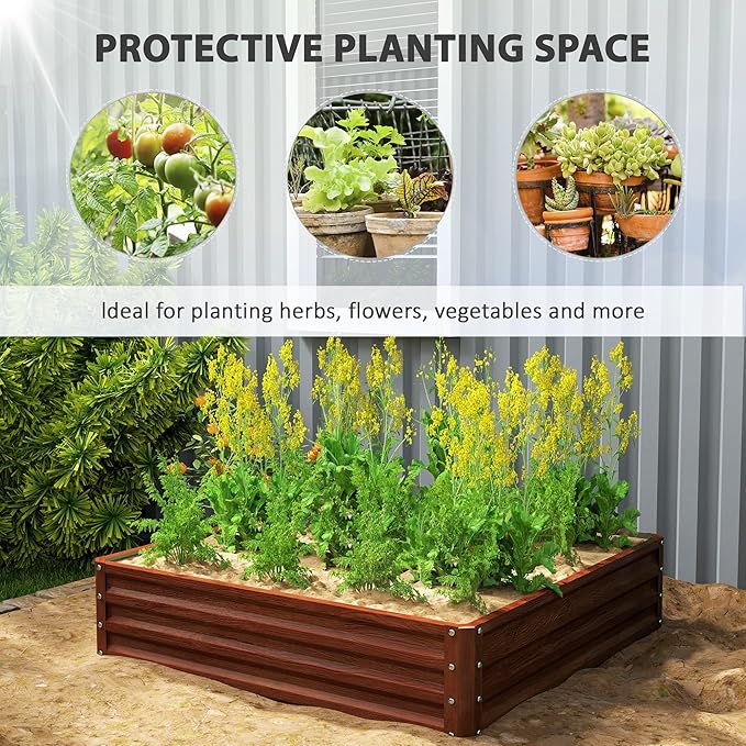 Metal Planter BoxGalvanized Raised Garden Bedfor Growing Vegetables Flowers Herbs Succulents