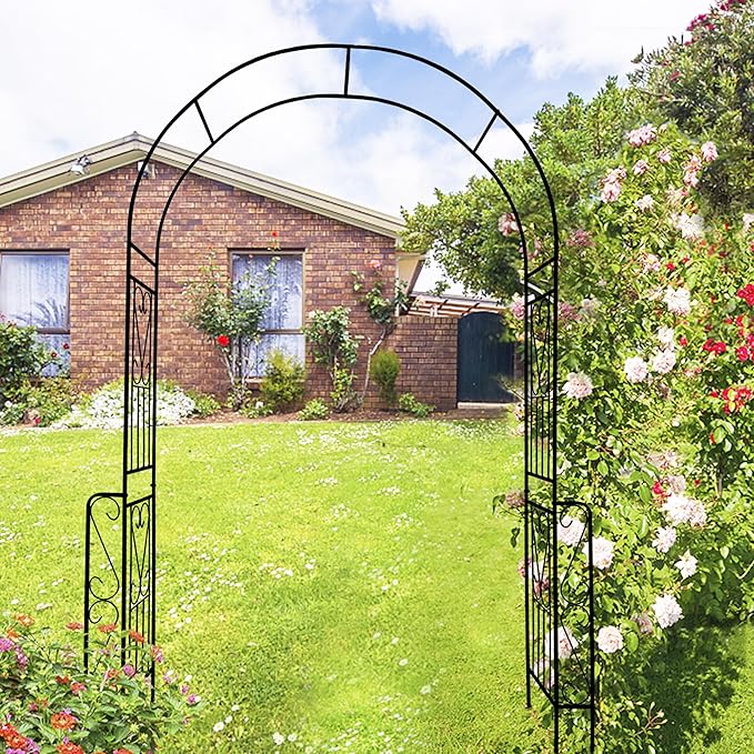 Garden Trellis Metal Garden Arch W55'' x H94.5'' Garden Arbor Trellis Outdoor Trellis Climbing Plants Support Rose Arch Outdoor Arch
