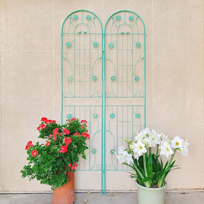 4 Pack Metal Garden Trellis 86.7 x 19.7 Rustproof Trellis for Climbing Plants Outdoor Flower Support Green