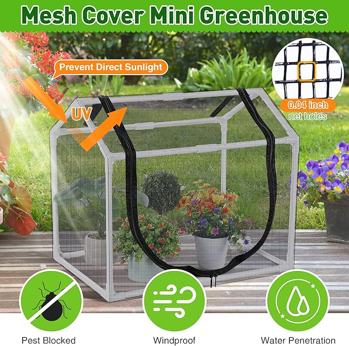 Mesh Plant Cover from Animals 23.62x15.75x19.69 Heavy Duty Mesh Plant Cover for Cats Bird and Pest Full Enclosure Netting Guard for Vetgetable Fruite Protection Indoor/Outdoor Garden