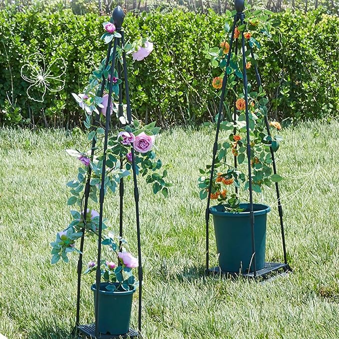 Garden Trellis for Climbing Plants Metal Plant Support Plants Climbing Trelli Frame Rustproof Obelisks Clematis Support for Pots Plant Rose Tomato Cucumber Flowers Grape Pea
