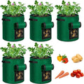 VIVOSUN 5-Pack 10 Gallon Potato Grow Bags for Growing Potatoes Fabric Potato Pots with Handle and Roll-up Window Potato Growing Containers Potato Planter Potato Planter for Growing Potatoes Green