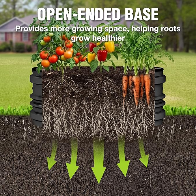 WORKPRO 3PK 2x2x1ft Outdoor Galvanized Raised Garden Bed Kit Rust &amp Corrosion Protection Easy Assembly Safe Edge Ideal for Vegetables &amp Flowers Black