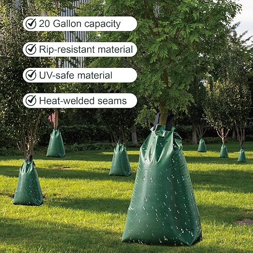 20 Gallon Tree Water Bags Slow Release Watering Bag System - Gator Style Ring for New TreesTreegator Bags for Drip Irrigation Fruit Protection Tree Storage (3 Pack)