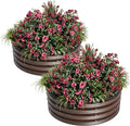2 x 1FT Round Galvanized Raised Garden Bed – Metal Planter Box Kit with Rust &amp Corrosion Protection Safe Rubber Edge Open Bottom Design – Easy Assembly for Vegetables Flowers Fruits