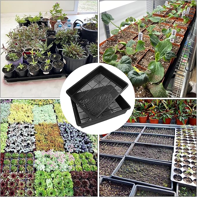 16 Pack Seed Starter Trays 15 x 12 inches Microgreens Growing Trays with Mesh Bottom for Germination Hydroponic &amp Sprouting Plant Trays for Garden Wheatgrass