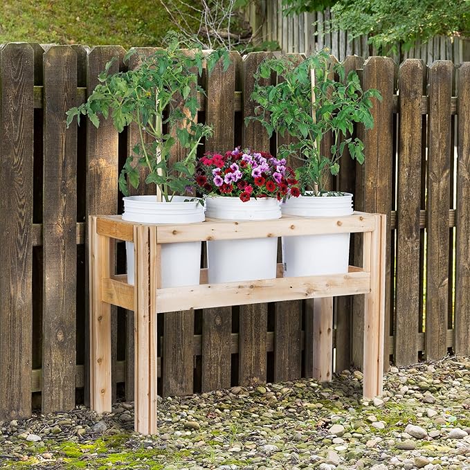 Greenes Fence Three Bucket Elevated Cedar Wood Garden Frame 43 in. x 16 in. x 30 in. - Made in USA with North American Cedar