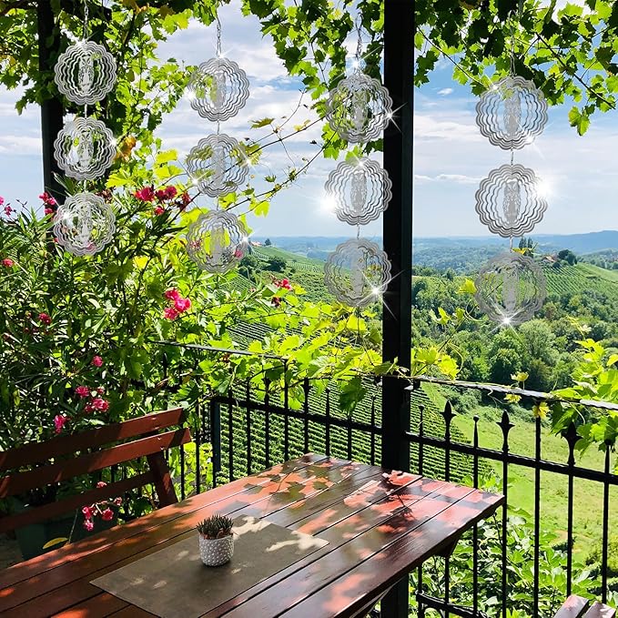 Owl Bird Deterrents for Outside3D Stainless Steel Wind Spinners Outdoor DecorReflective Bird Scare Discs SetShiny Bird Reflectors to Keep Woodpecker Pigeon Away from House Patio Yard Porch
