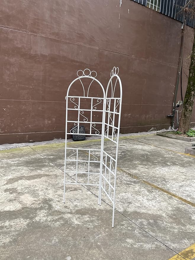 1Set (2pcs) Metal Garden Trellis for Climbing Plants Outdoor Rustproof Plant Support -Ceramic whiteware