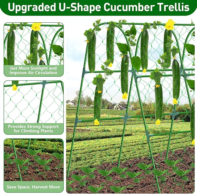 Cucumber Trellis for Raised Bed 48x48 inch U-Shape Metal Garden Trellis for Climbing Plants Outdoor Cucumber Trellis for Garden Arch Garden Trellis for Plants Vegetables Flower