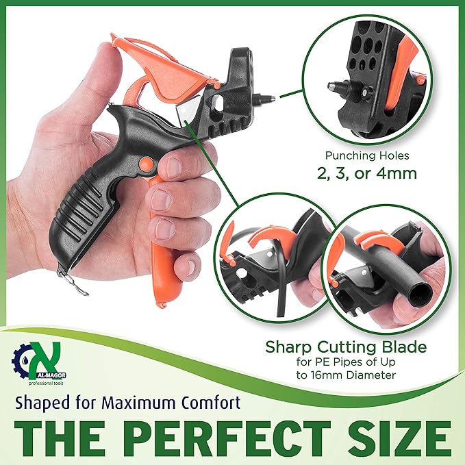 AL-MAGOR Trigger TR-3 3 in 1 Garden Drip Irrigation Hole Punch Tool Multitask Punching Cutting Inserting Drip Irrigation Tool 3mm Punch Tip Blade for Cutting Insertion Tool for Dripper 350030-P