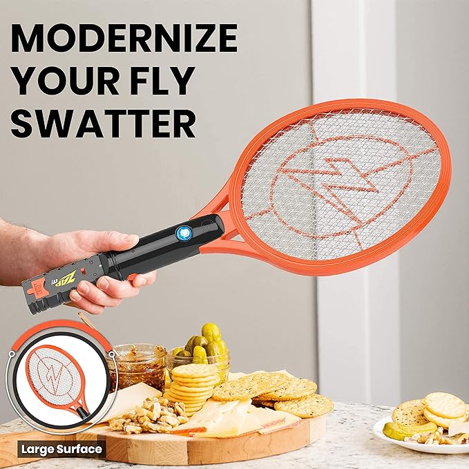 ZAP IT! Bug Zapper Rechargeable Bug Zapper Racket 4000 Volt USB Charging Cable 2 Pack (Mini Orange)