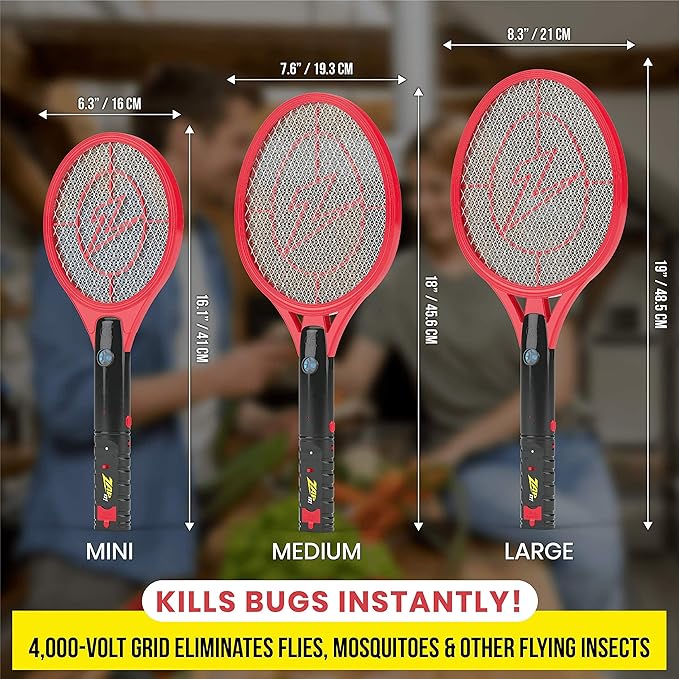 ZAP IT! Bug Zapper Rechargeable Bug Zapper Racket 4000 Volt USB Charging Cable 2 Pack