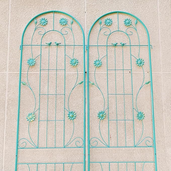 2 Pack Metal Garden Trellis 86.7 x 19.7 Rust-Resistant Trellis for Climbing Plants Outdoor Flower Support Green