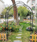Galvanized Metal Garden Arch 98.4 Tall - Powder Coated Rust-Resistant Trellis for Climbing Roses &amp Vines Heavy Duty Wedding Arbor &amp Backyard Plant Support Structure (Black W59'' x H98.4'')