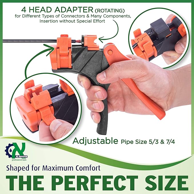 Al-Magor Talli Grip TG Garden Patented Insertion Tool for Dripper - Connector &amp Dripper Gun - Drip Irrigation Tool -Irrigation System for Garden - Drip Irrigation Punch Tool Kit -700011