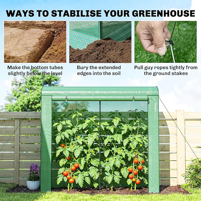 Outsunny Mini Greenhouse Portable Greenhouse with Roll-Up Door and 2 Mesh Windows Small Green House with PE Cover for Garden Patio Lawn 78.7 x 29.5 x 74 Green