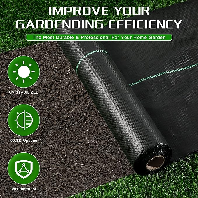 Weed Barrier Landscape Fabric Heavy Duty 4FT x 300FT Thicken Garden Fabric Weed Mats Weed Control Garden Cloth Woven Geotextile Fabric for Garden Beds Underlayment Commercial Driveway