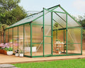8X10FT Outdoor Greenhouse Aluminum Polycarbonate House Green Houses for Outside with Sliding Doors Ajustable Roof Vent Withstands Bad Weather for Garden or Backyard Green