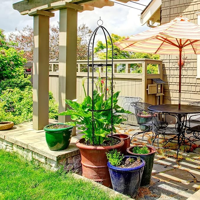 Garden Trellis for Climbing Plants Tower Obelisk Garden TrellisEuropean Iron Flower StandTall Plant Support Vine Supports Plant TowerOutdoor Flower Garden Support Rack (Medium