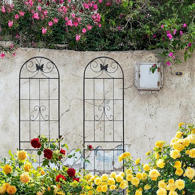2 Pack Metal Garden Trellis for Climbing Plants Outdoor 71 x 19.7 Climbing Plant Support Rose Garden Vines Flower Vegetable Trellis for Patio Backyard