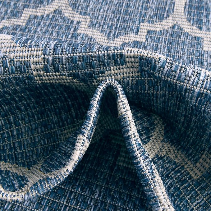 Unique Loom Outdoor Trellis Collection Area Rug - Trellis (Oval 7' 10 x 10' 0 Navy Blue/ Ivory)