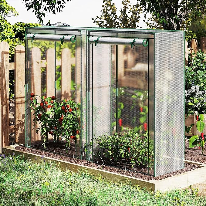 Giantex Portable Mini Greenhouse Heavy Duty PE Cover Elector-Coating Metal Frame Waterproof Sun-Protective Tomato Green House with Roll-Up Zippered Door Indoor Outdoor Clear 39 x 20 x 59