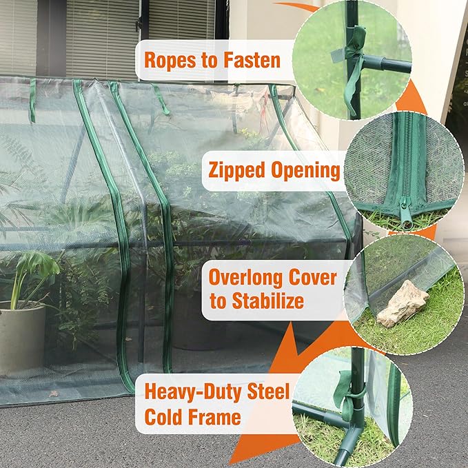 Gardzen Mini Greenhouse with Mesh Cover Portable Outdoor Greenhouse Enhanced Ventilation Ideal for Spring Summer &amp Fall 71.7(L) x36.2(W) x42.5(H)