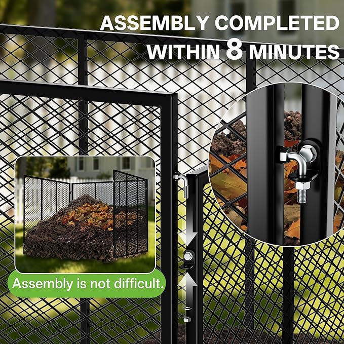 Large Compost Bin 172 Gallon Metal Wire Mesh Composter for Outdoor Waterproof Composting Bin with Rust-Proof Coating Easy Assembly Compost Bin for Garden Yard Kitchen Waste Leaves 37x37x30 in