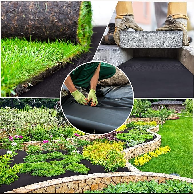 gravel membrane50g/㎡-1.5x50mblack/rollBreathable and water-permeableTear-resistant and durableSuitable for terrace and farmweed control pegs