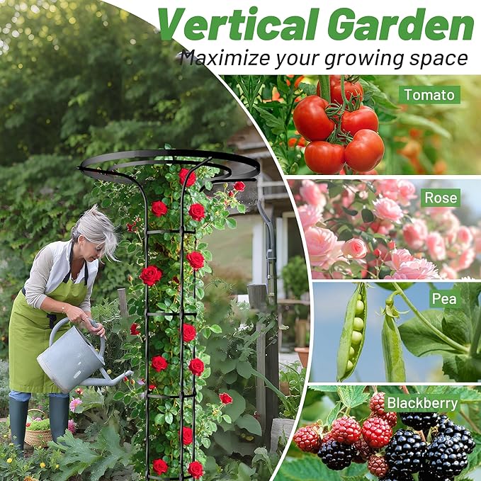 Garden Trellis for Climbing Plants Outdoor 4.6FT Tall Metal Obelisk Trellis 55.1 Umbrella Trellis for Potted Plants Mushroom Top Trellises for Vines Rose Clematis Pea Bean Tomato