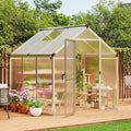6 x 6 FT Greenhouse Outdoor Greenhouses Polycarbonate Panels with Aluminum Frame Adjustable Roof Vent and Lockable Door Green Houses for Outside Backyard Garden Patio