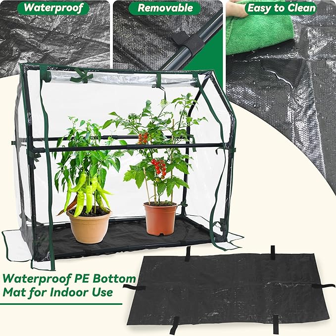 Gardzen Mini Greenhouse with Waterproof Base Indoor/Outdoor Tabletop Greenhouse for Seed Starting Plant Protection Gardening &amp Winter Shelter 36.2(L) x18.9(W) x33.3(H)