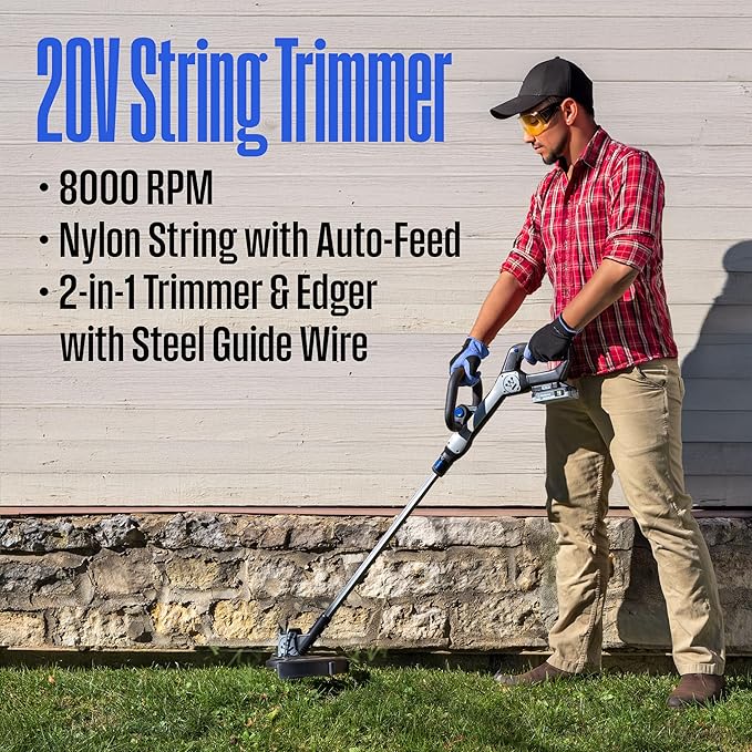 Westinghouse 20V Cordless Leaf Blower 350 CFM 110 MPH + 2-in-1 Cordless String Trimmer and Edger 12 Inch Cutting Path with 4.0Ah Battery and Charger