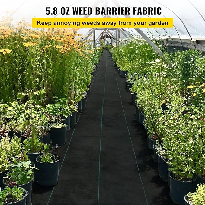 Weed Barrier 5.8oz Landscape Fabric 3ft x 300ft Cover Mat Heavy Duty Woven Grass Control Geotextile Compatible with Garden Patio Black