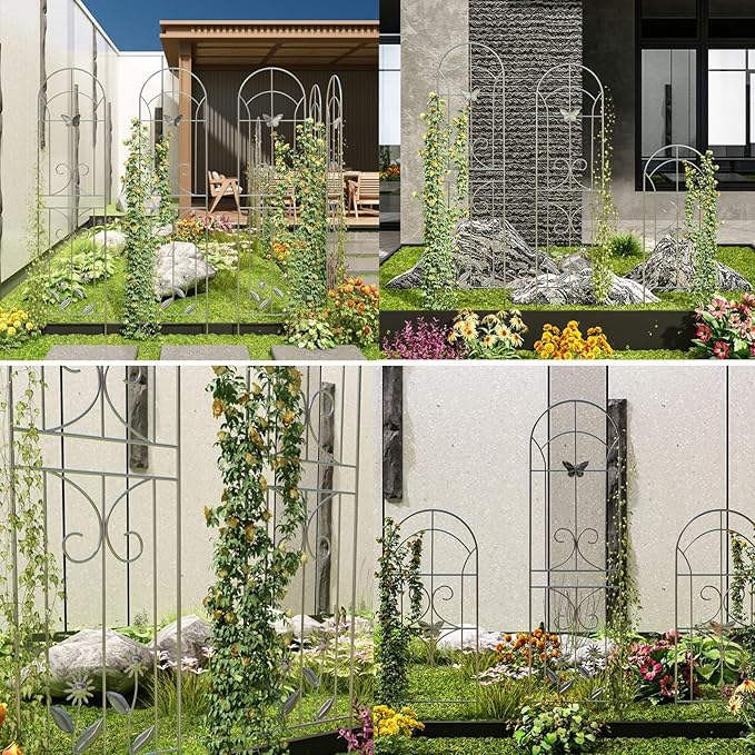 Arch Metal Garden Trellis Outdoor Stainless Steel Climbing Rack Green Climbing Flower Stand Rose Vegetable Climbing Shelf For Outdoor Use Gardens Parks Vegetable Plots(50*200cm(3 piece))