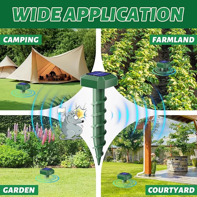 Mole Repellent in Lawn Snake Repellent Solar PoweredGroundhog Repellent StakesAnimal Control Vole Deterrent Waterproof Spikes Drive Away Burrowing Animals from Lawns and Yard10 Pack